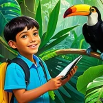 옥토넛과 유사한 콘텐츠 추천 - **Prompt 1: "Rainforest Discovery Expedition"**
    A vibrant, eye-level, wide-shot illustration in ...
