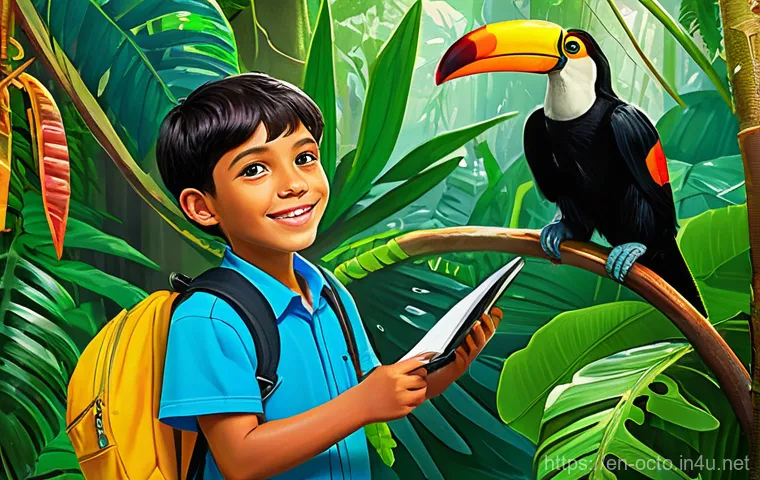 옥토넛과 유사한 콘텐츠 추천 - **Prompt 1: "Rainforest Discovery Expedition"**
    A vibrant, eye-level, wide-shot illustration in ...