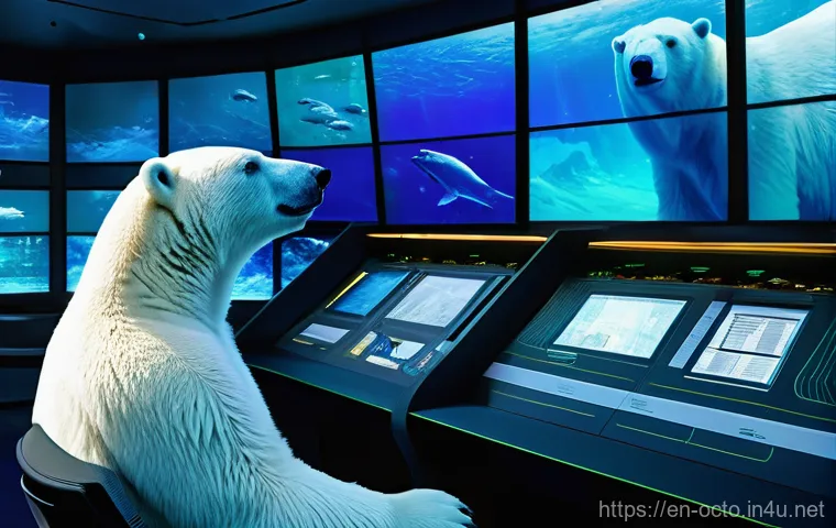 옥토넛 바나클스 대장의 결단력 - **Image Prompt: Calm Amidst the Data Storm**
    "A majestic polar bear, depicted as a wise and comp...