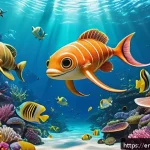 Home 18 옥토넛과 전통 해양 전설 비교 - A vibrant underwater scene featuring a friendly giant squid inspired by the Octonauts, surrounded by...